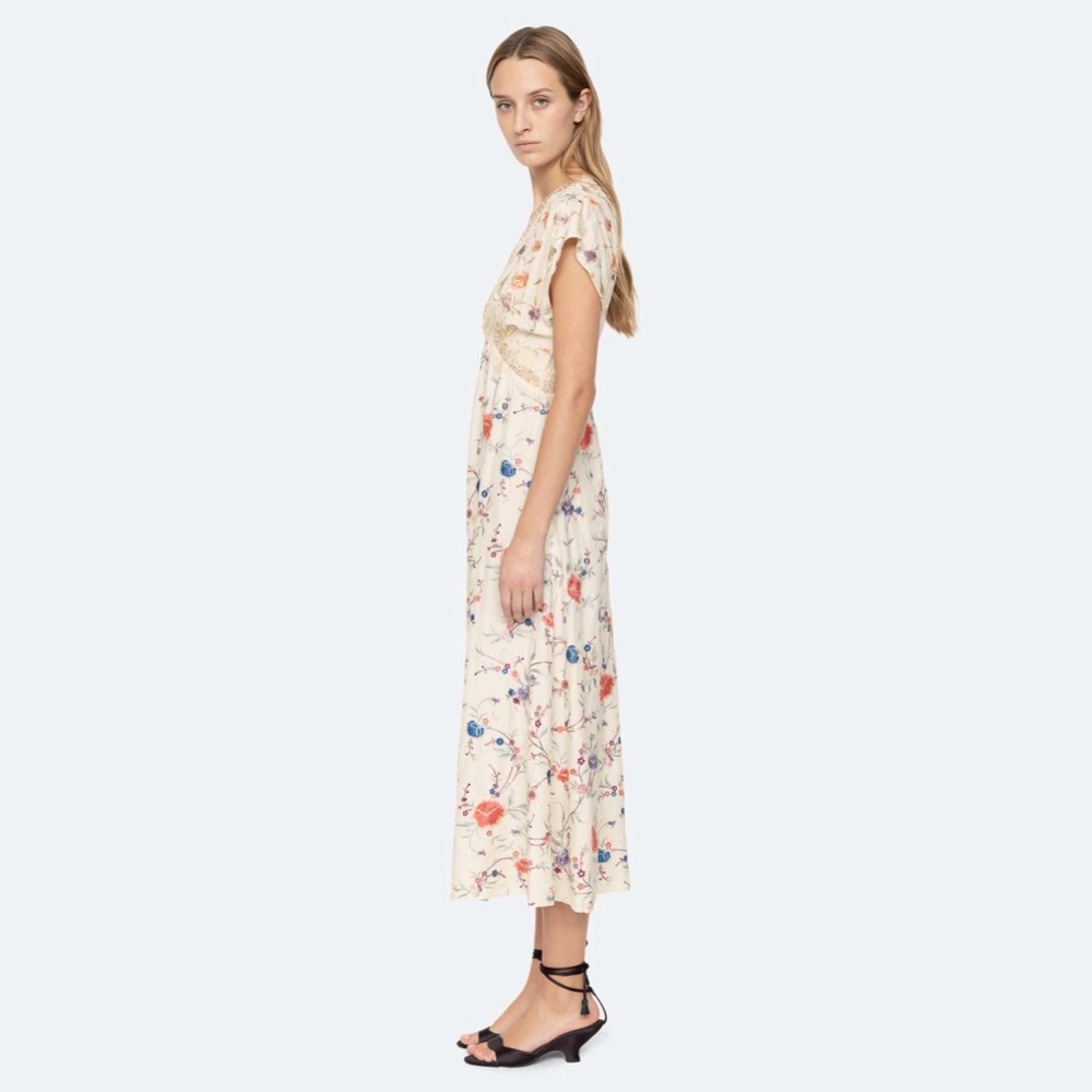 NWT Sea New York Priscilla Flower Embroidered V-Neck Short Sleeve Maxi Dress - Picture 6 of 13